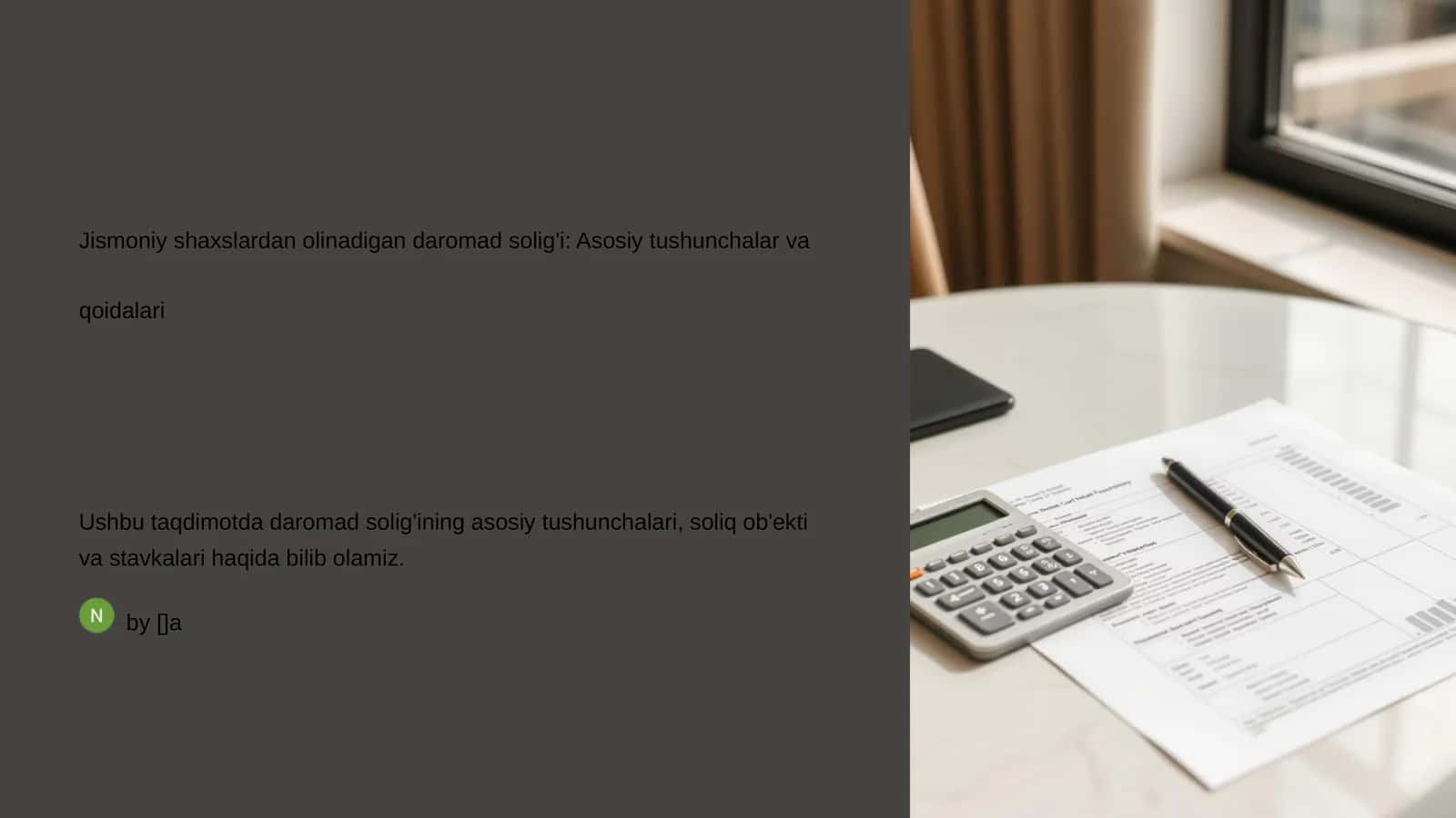Jismoniy shaxslardan olinadigan daromad solig'i: Asosiy tushunchalar va qoidalari 1