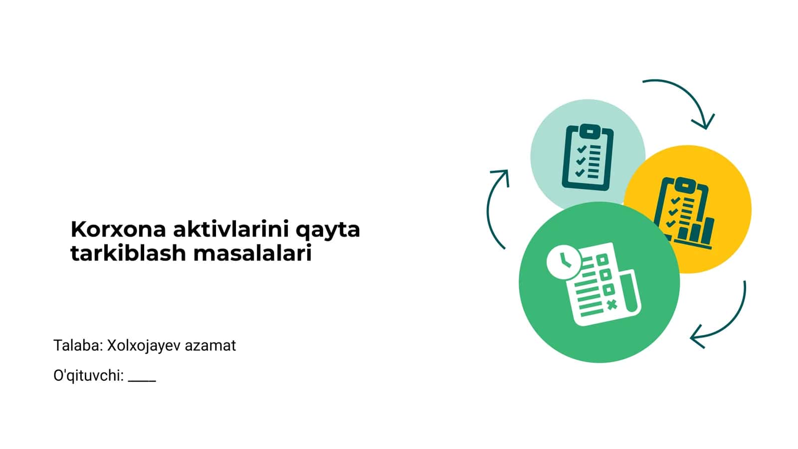 Korxona aktivlarini qayta tarkiblash masalalari 1