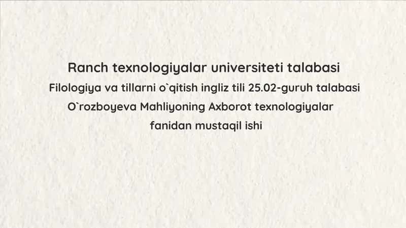 Axborot texnologiyalari 1