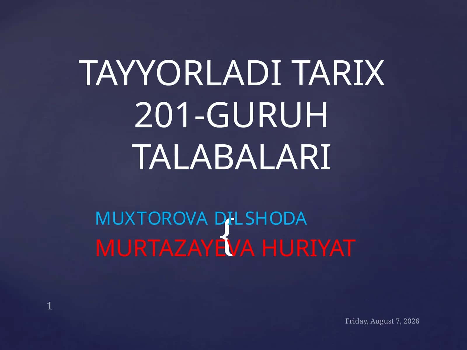 MUXTOROVA DILSHODA 1