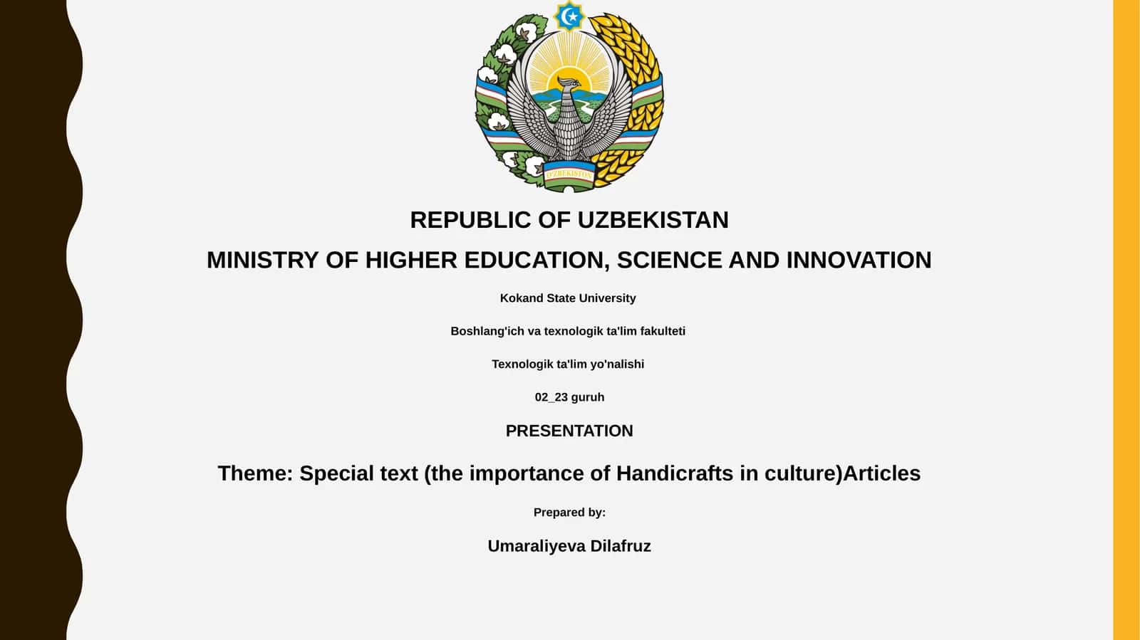 Presentation on Handicrafts in Culture 1