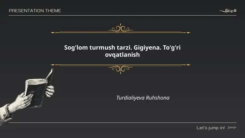 Sog'lom turmush tarzi. Gigiyena. To'g'ri ovqatlanish 1