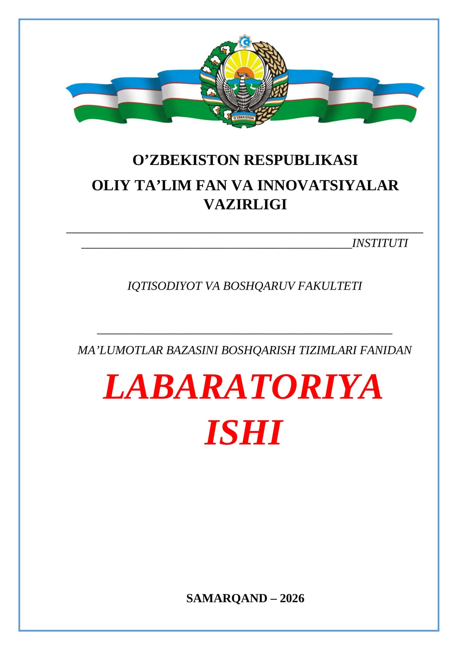 SQL tilida jadvallar yaratish, o'zgartirish va ochirish 1