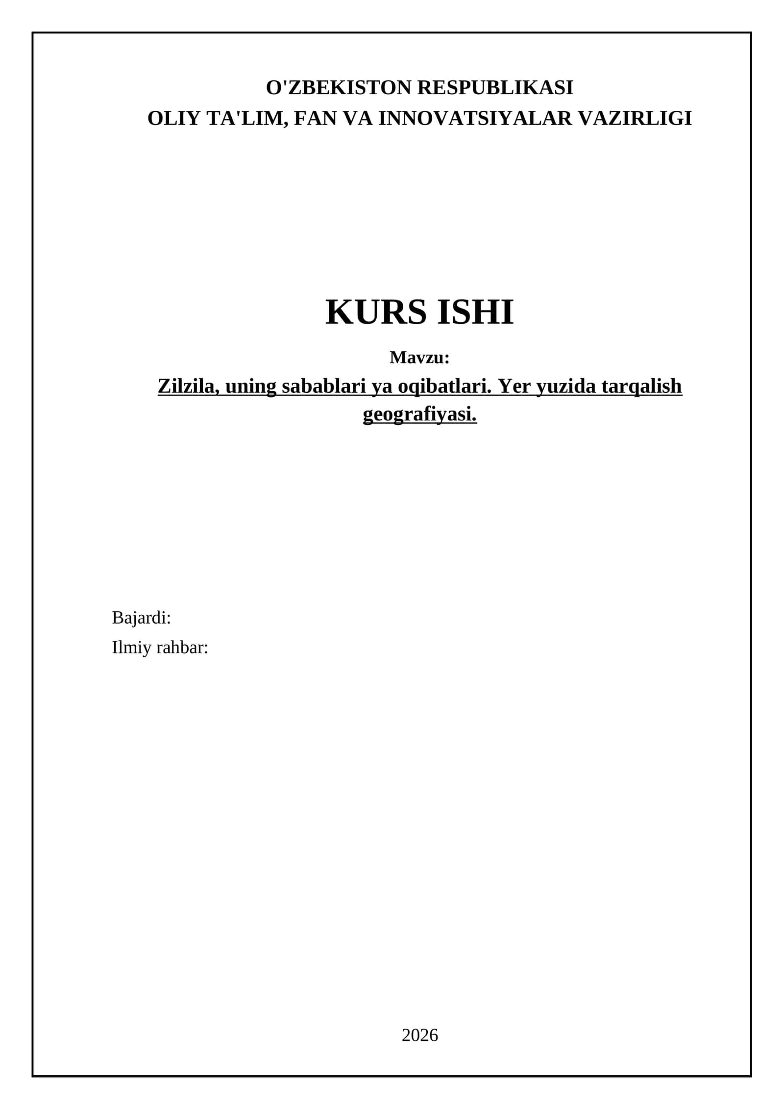 Zilzila, uning sabablari ya oqibatlari. Yer yuzida tarqalish geografiyasi 1
