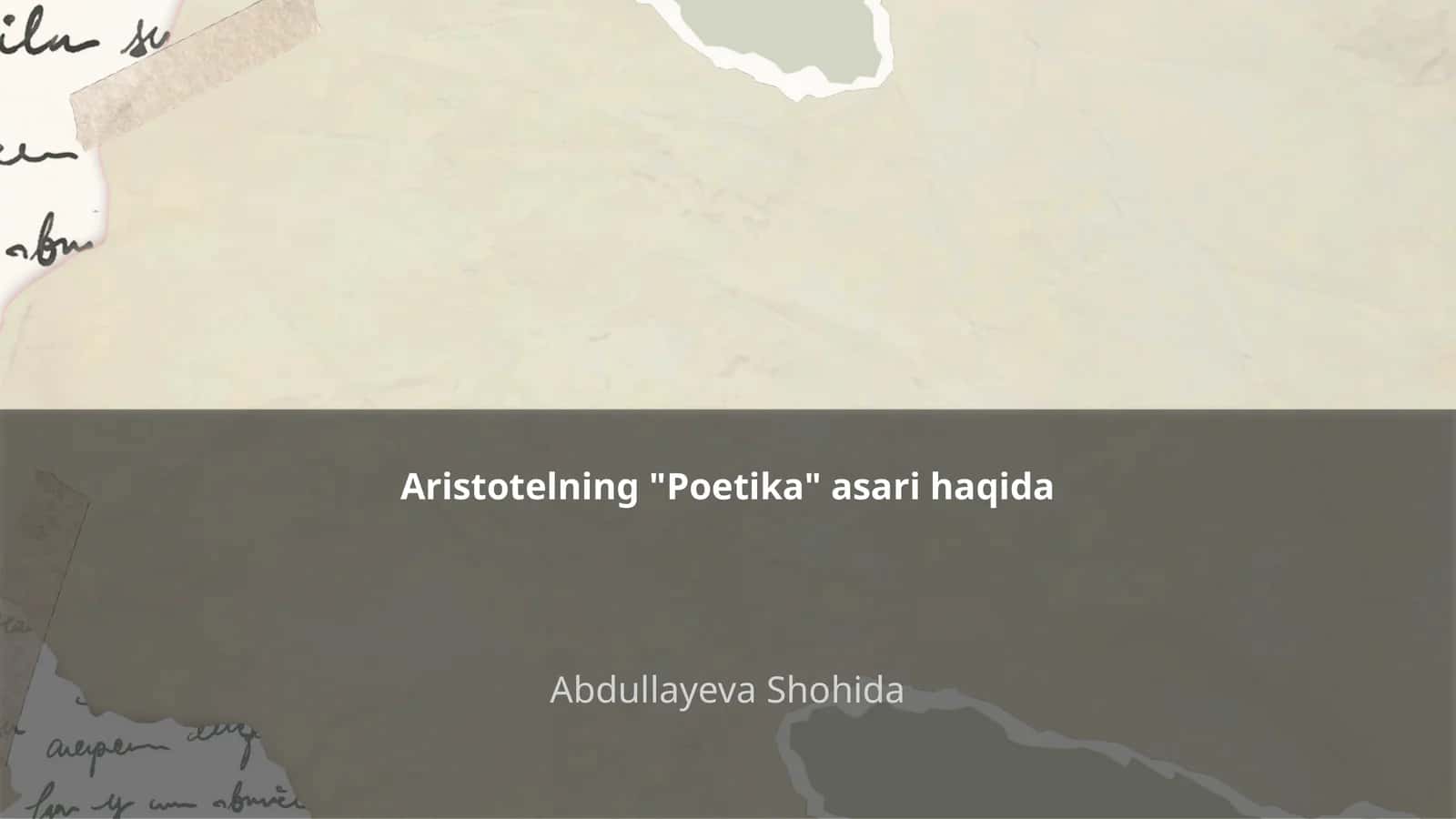 Aristotelning "Poetika" asari haqida 1