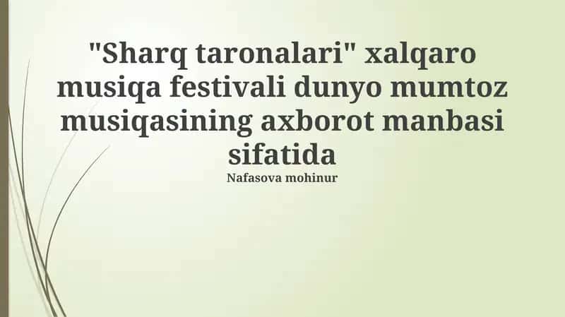 Sharq taronalari xalqaro musiqa festivali 1