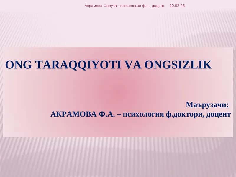 ONG TARAQQIYOTI VA ONGSIZLIK 1