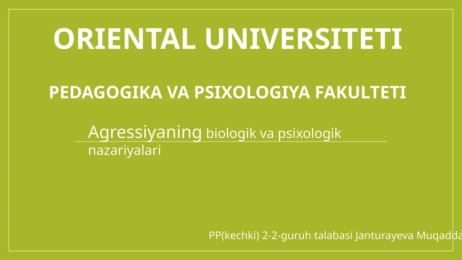 Agressiyaning biologik va psixologik nazariyalari 1