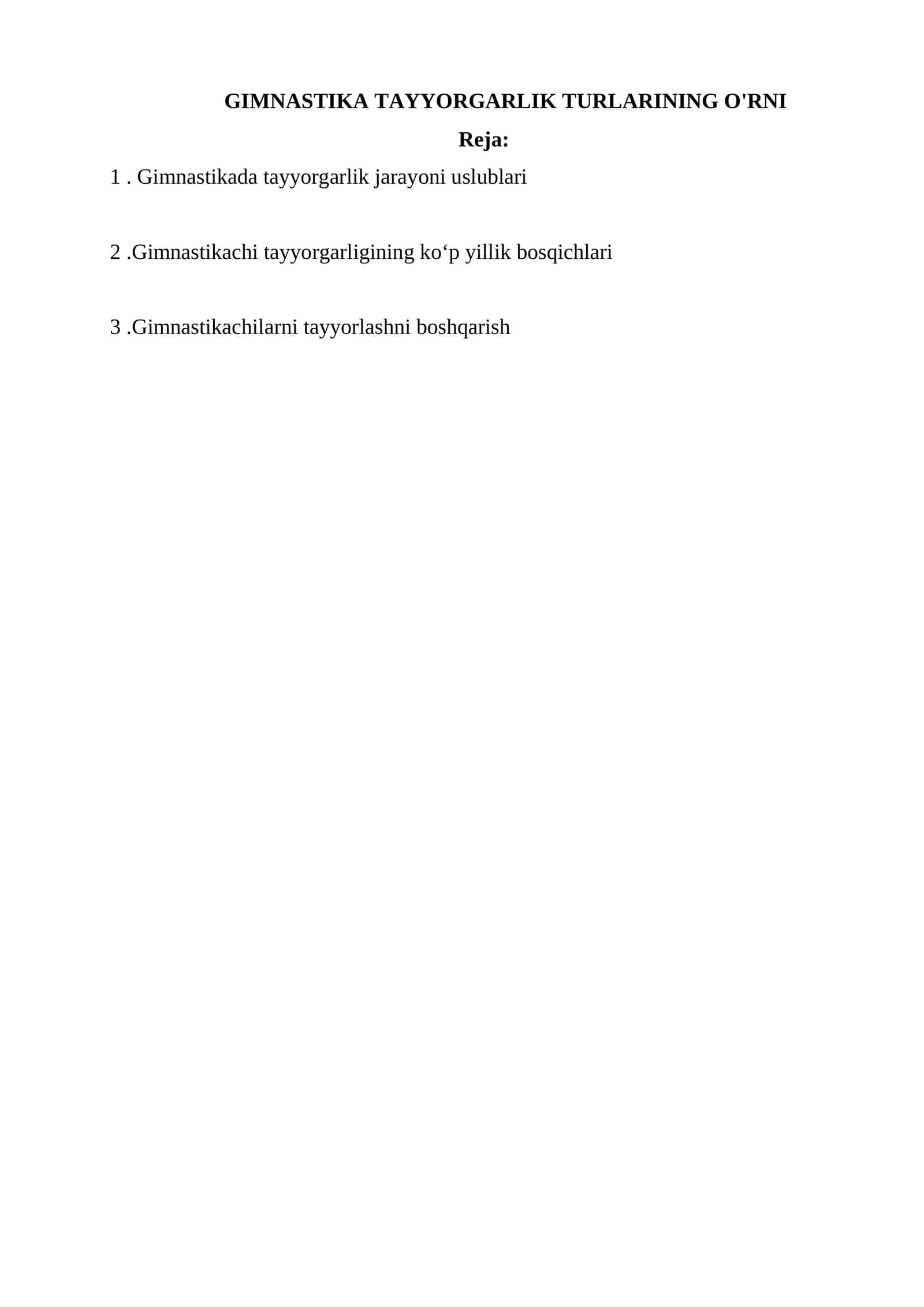 GIMNASTIKA TAYYORGARLIK TURLARINING O'RNI 1