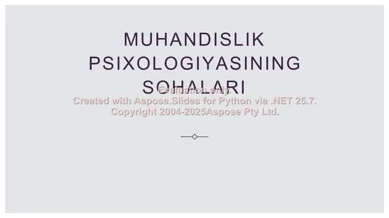 Muhandislik psixologiyasining sohalari 1
