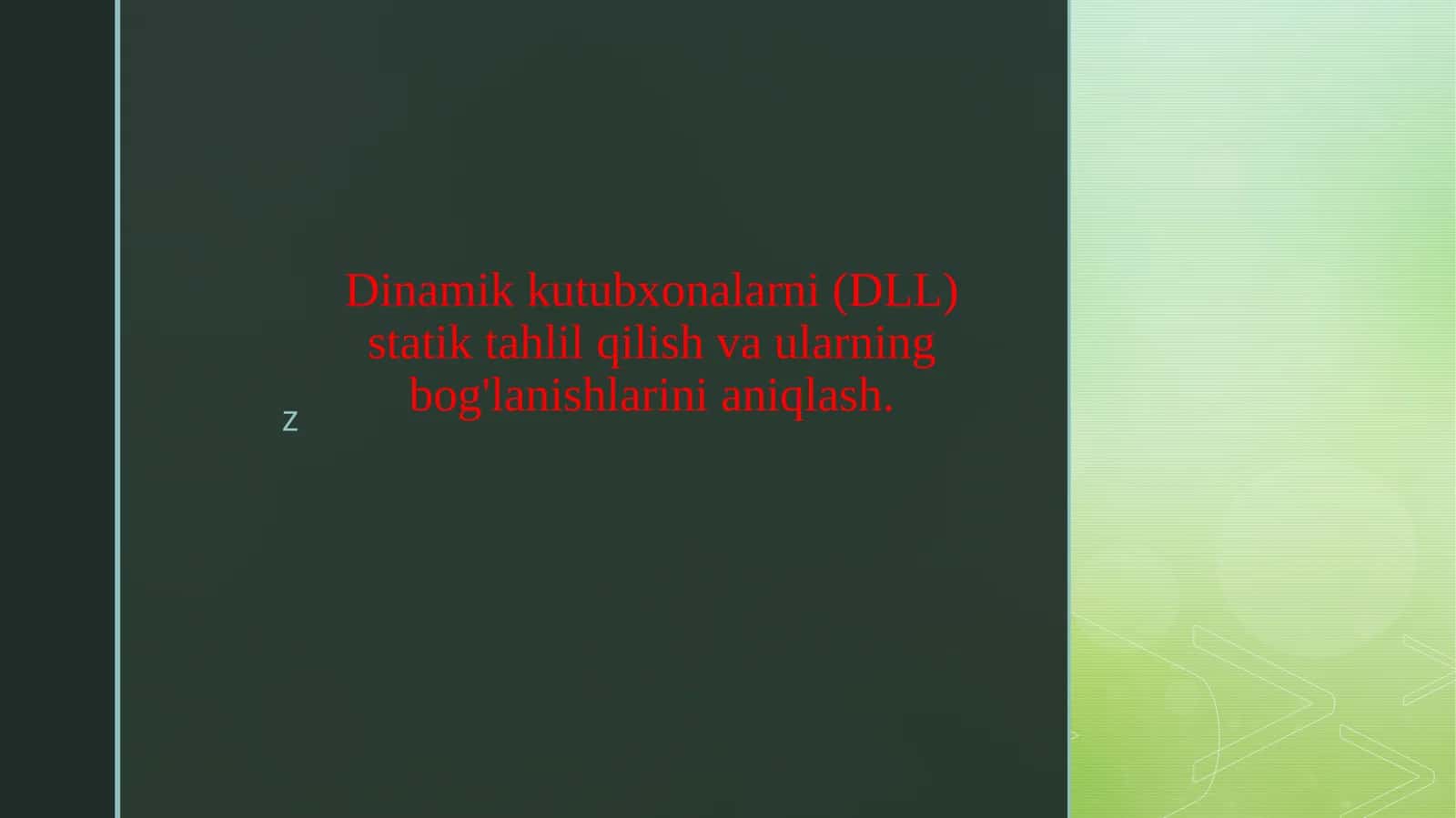 Dinamik kutubxonalarni (DLL) statik tahlil qilish va ularning bog'lanishlarini aniqlash. 1