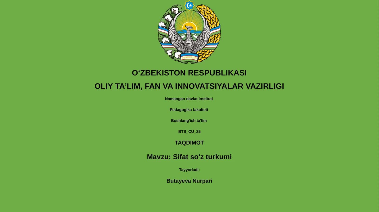 Sifat so'z turkumi 1