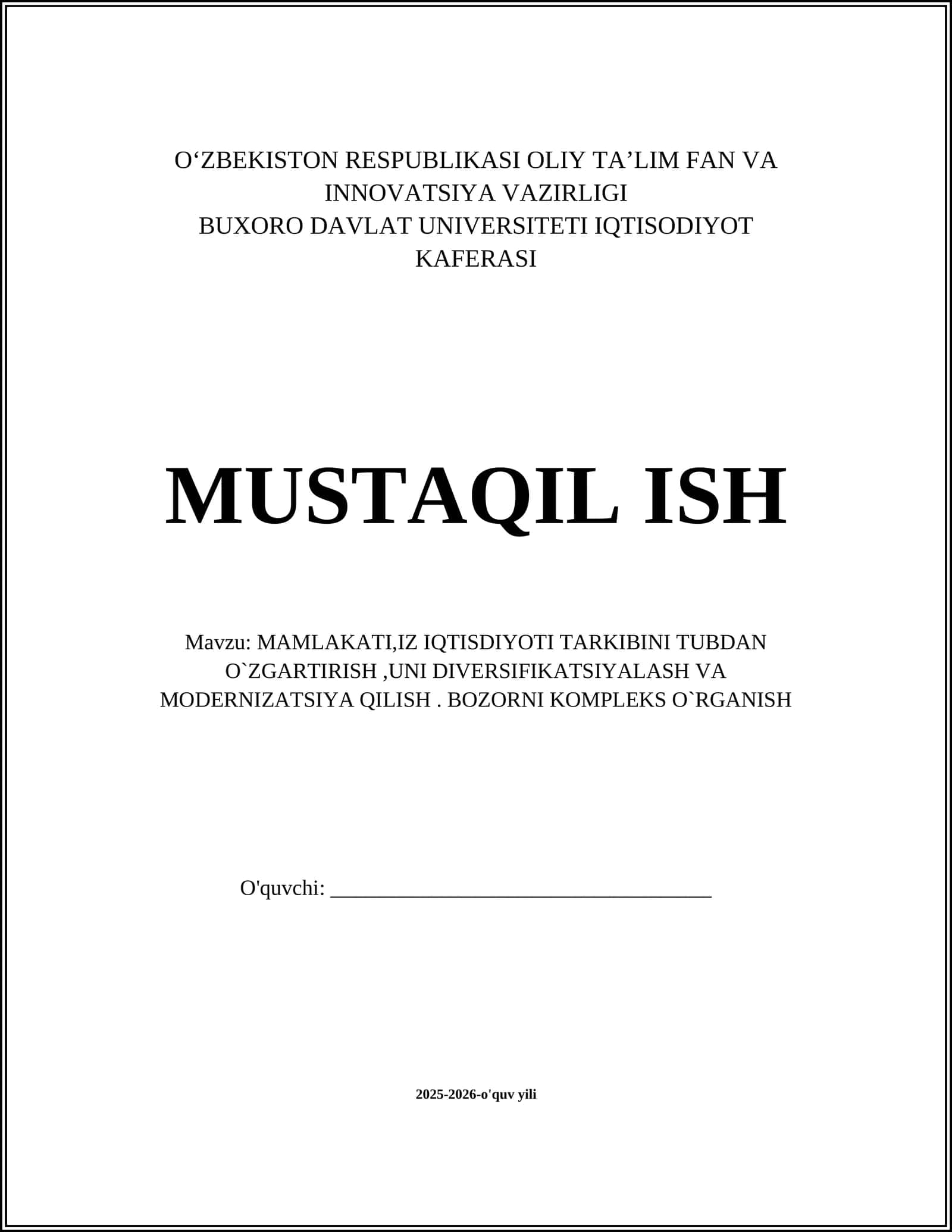 Mamlakat iqtisodiyoti tarkibini tubdan o'zgartirish va diversifikatsiya strategiyalari 1
