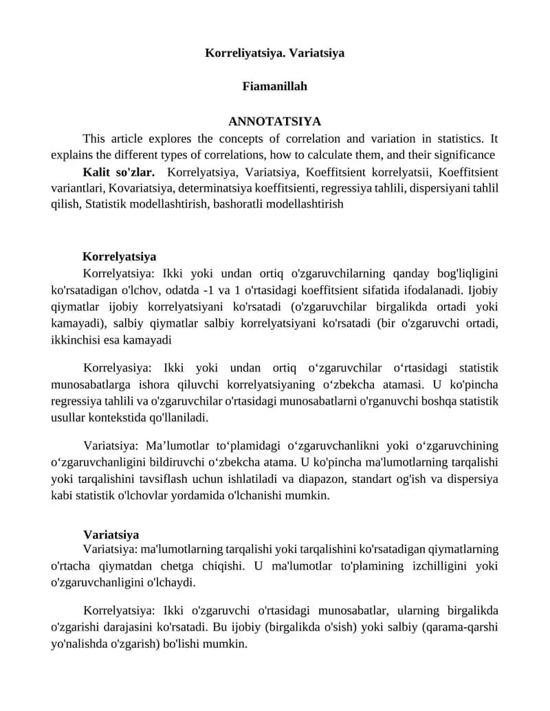Korrelyatsiya 1