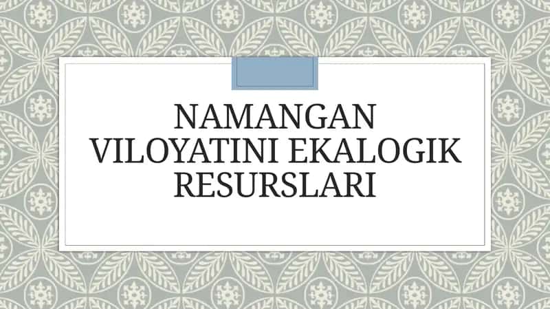 Namangan viloyati niekologik resurslari 1