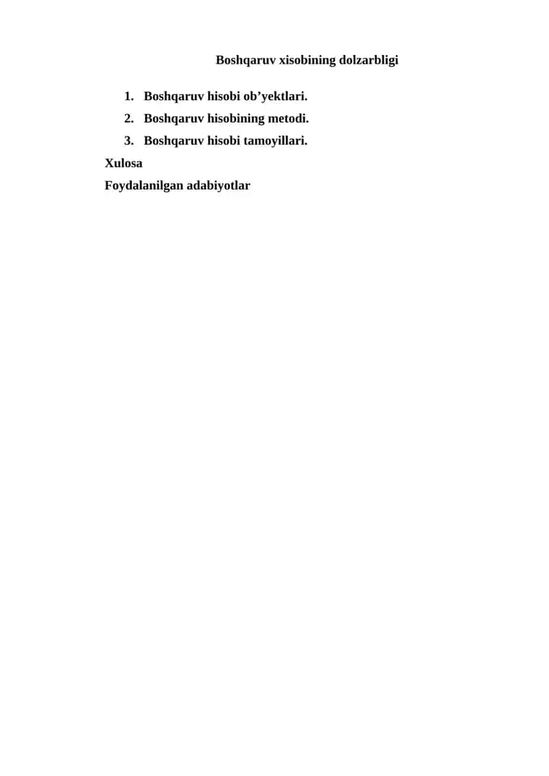 Boshqaruv xisobining dolzarbligi 1