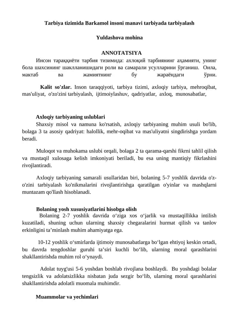 Tarbiya tizimida Barkamol insoni manavi tarbiyada tarbiyalash 1