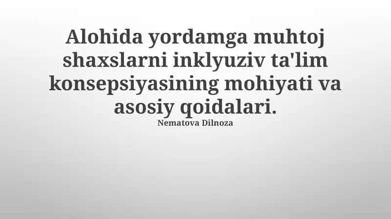 Inklyuziv Ta'limning Asosiy Tamoyillari 1