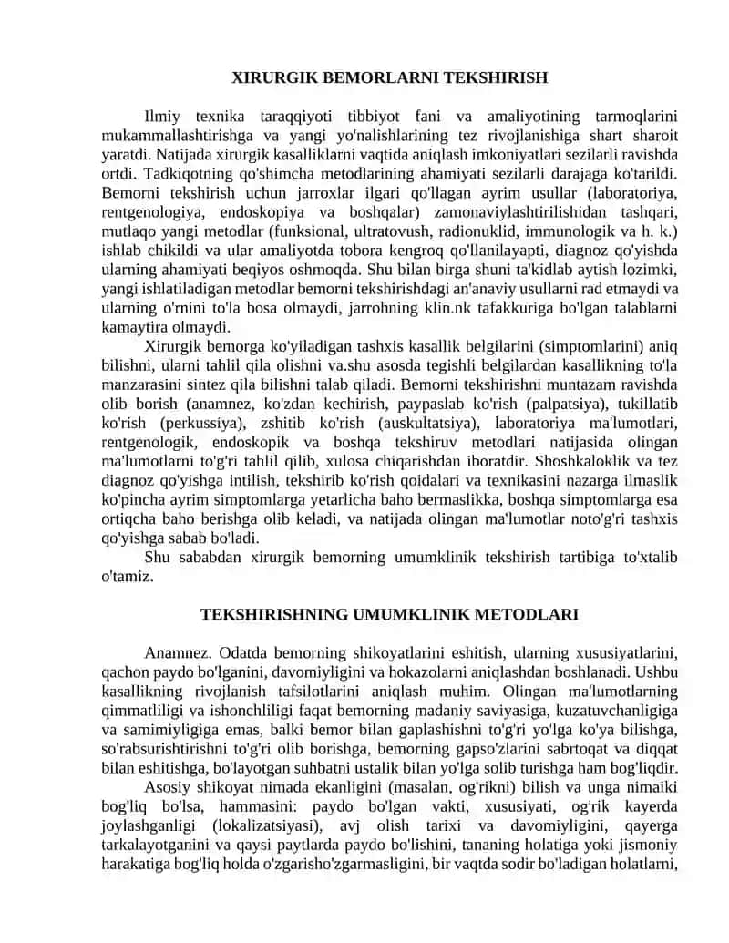 Hururgik bemorlarni tekshirish