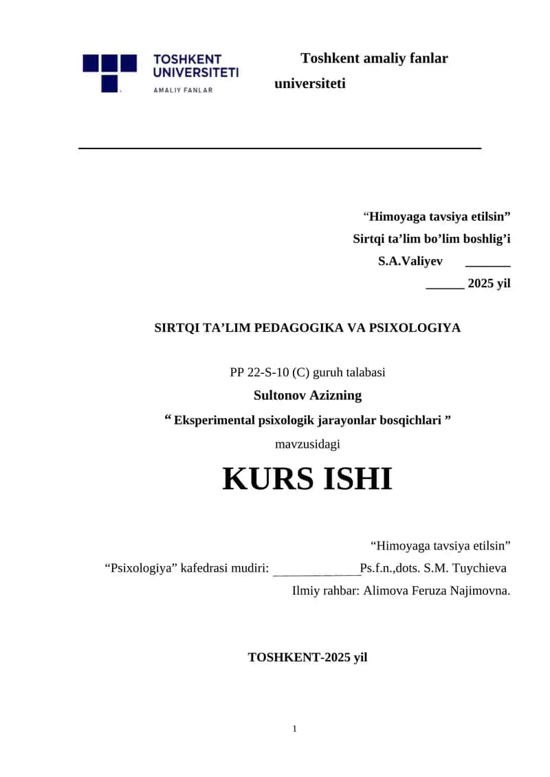 Eksperimental psixologik jarayonlar bosqichlari 1