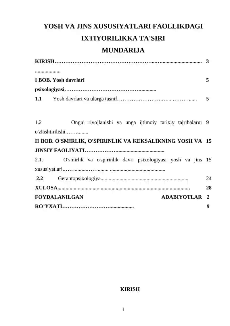 Yosh va Jins Xususiyatlari Faollikdagi Ixtiyoriylikka Ta'siri