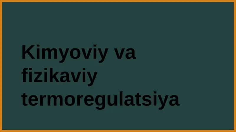 Kimyoviy Termoregulatsiya 1