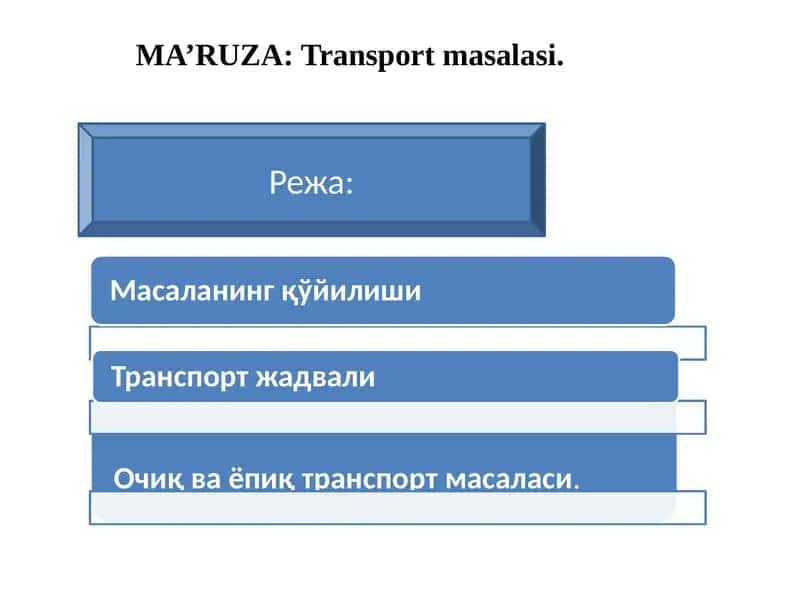 Transport masalasi 1