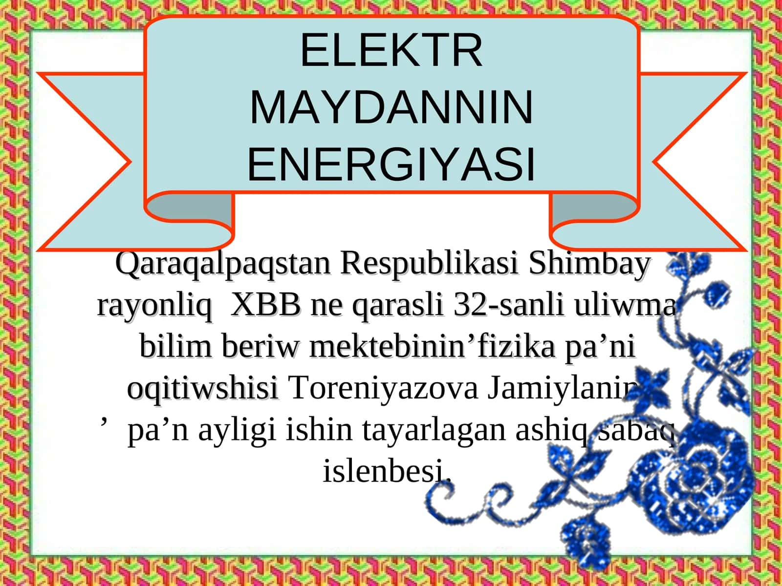 ELEKTR MAYDANNIN ENERGIYASI 1