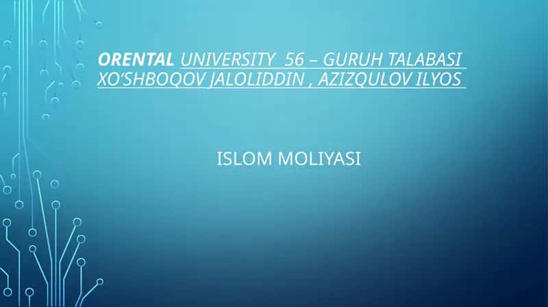 Islom moliyasi 1