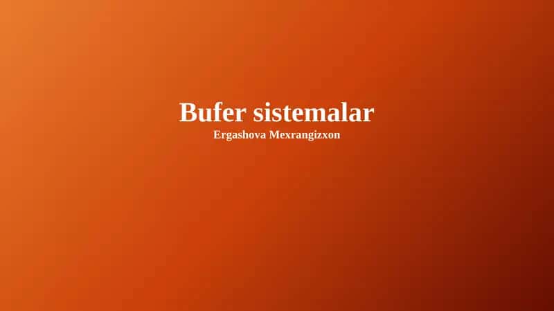 Buffer sistemalar 1