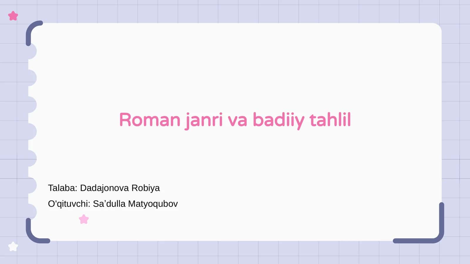 Roman janri va badiiy tahlil 1
