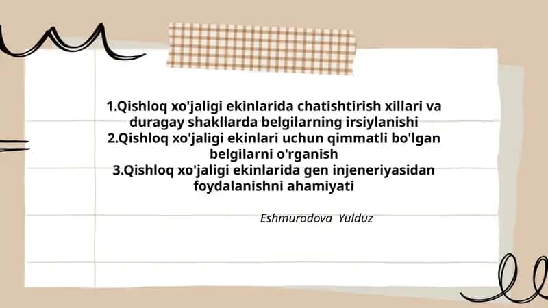 Qishloq xo'jaligida ekinlarni gen injeneriyasidan foydalanish 1