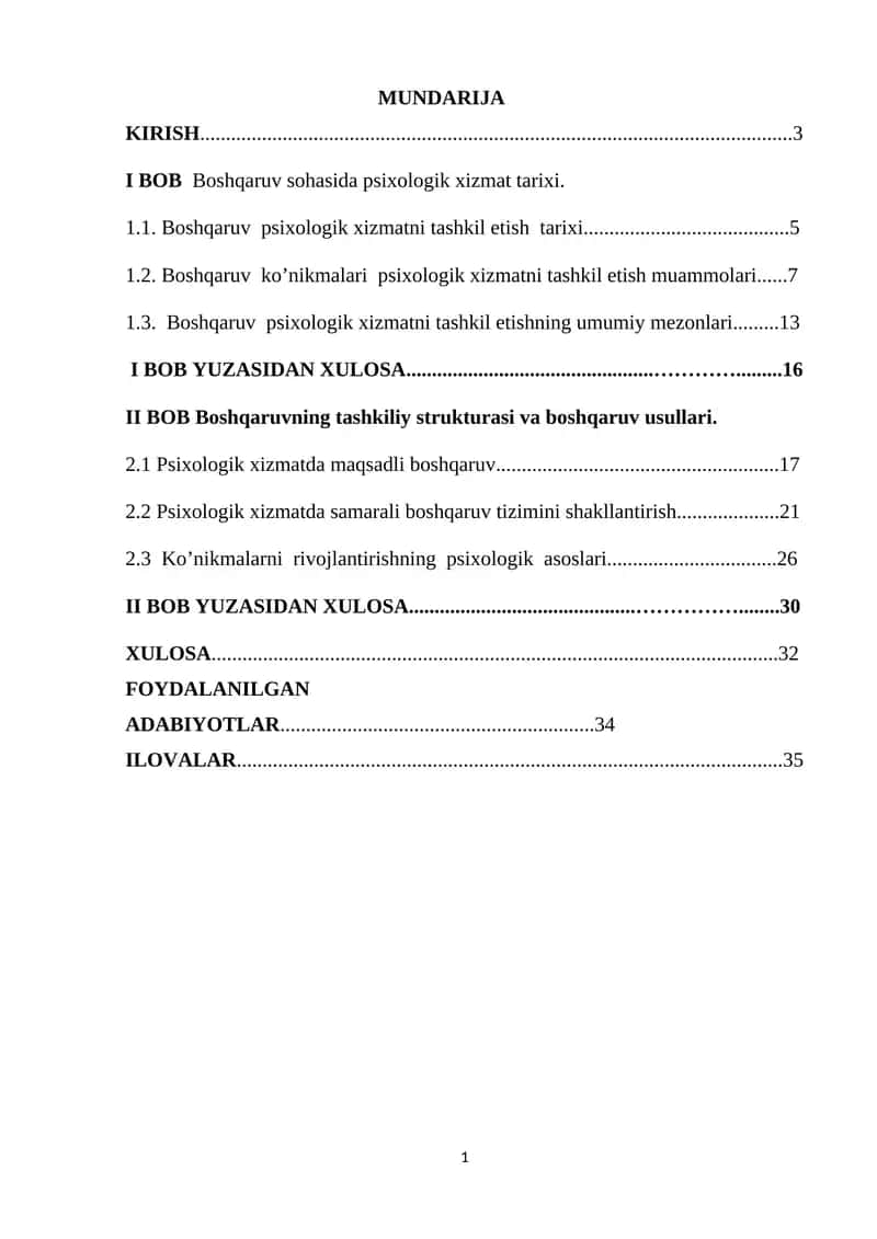 Psixologik xizmat tashkil etish tarixi 1