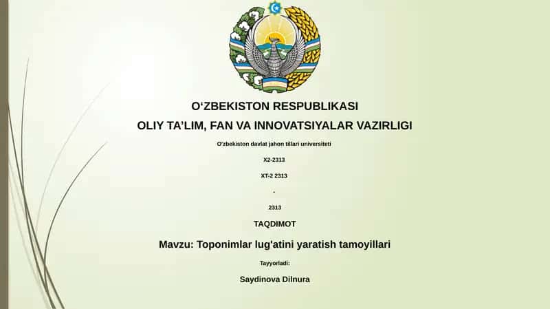 Toponimlar lug'atini yaratish tamoyillari 1