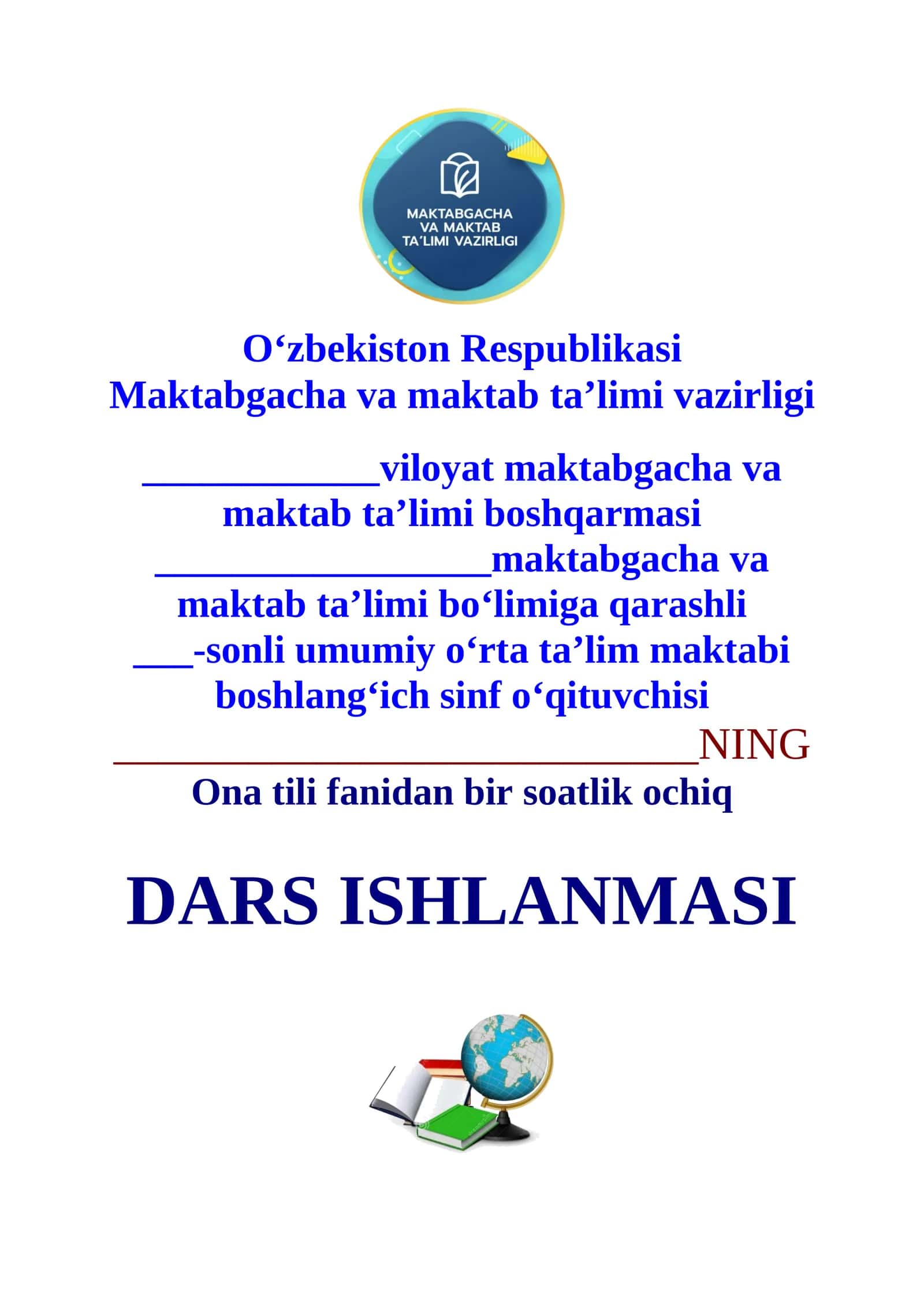 3-sinf Ona tili fanidan Ot yasovchi qo'shimchalar 3-chorak dars ishlanmasi 1