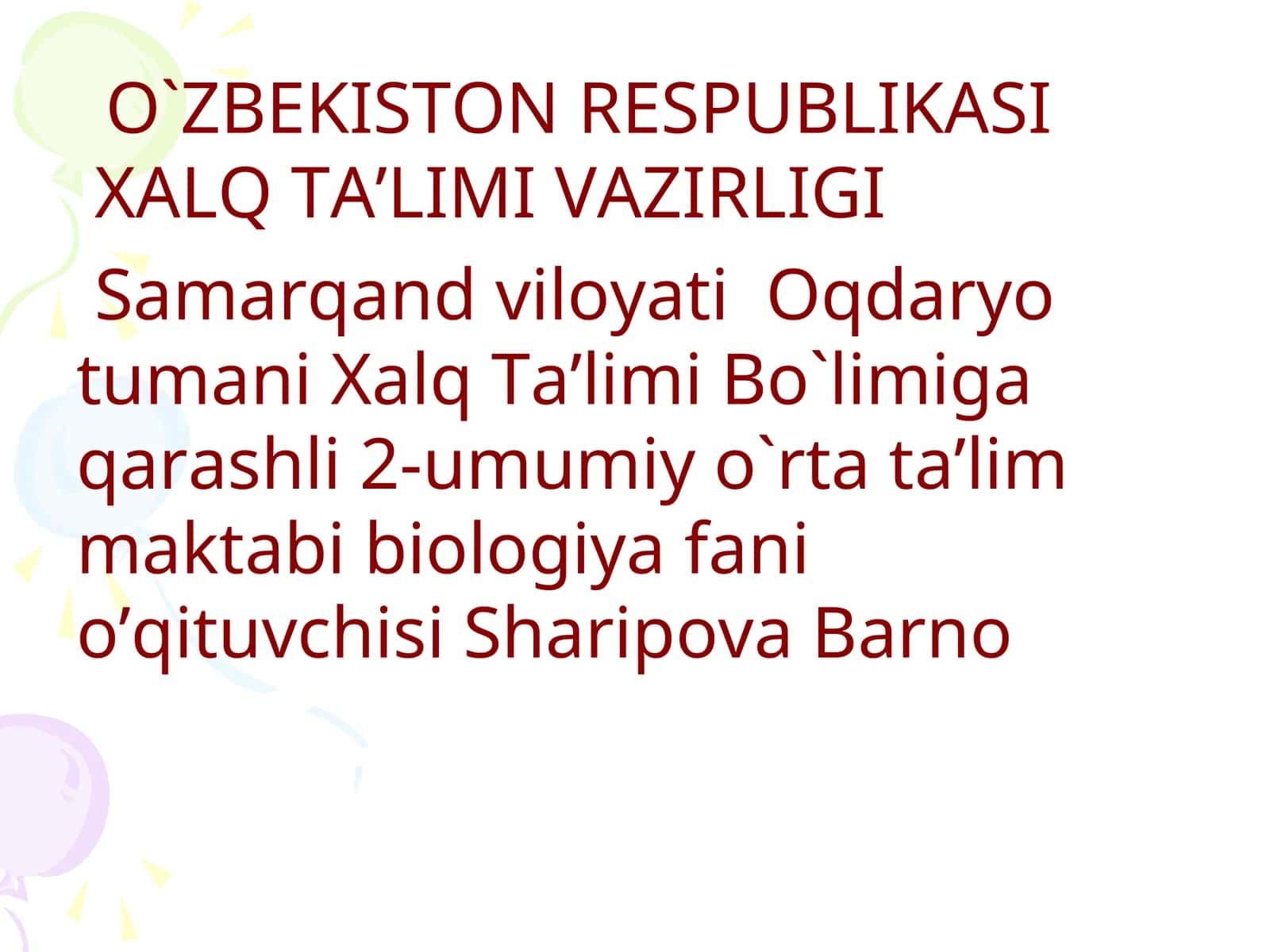 Organizmni chiniqtirish.Teri gigiyenasi 1