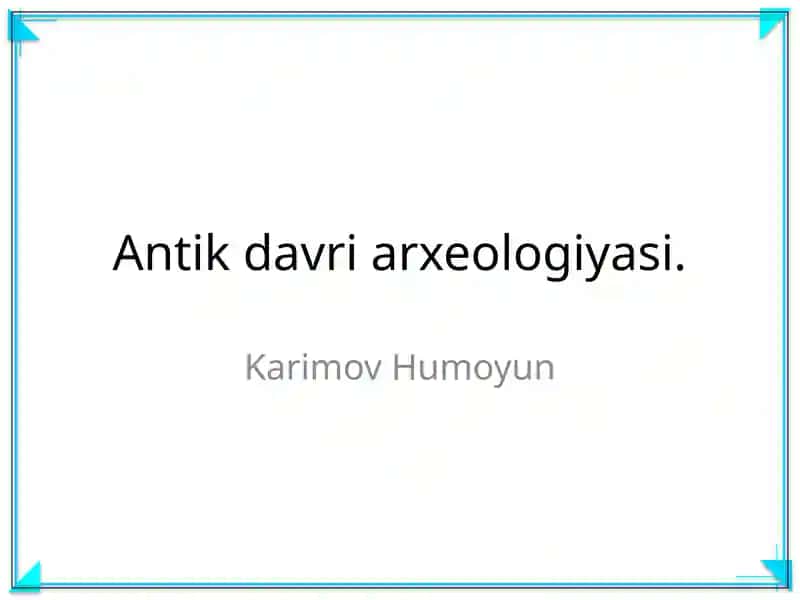 Antik davri arxeologiyasi