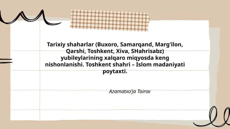 Tarixiy shaharlar yubileylari 1