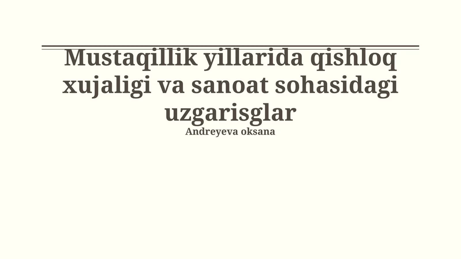 Mustaqillik Yillarida Qishloq Xujaligi va Sanoat Spheresidagi O'zgarislarni O'rganish 1