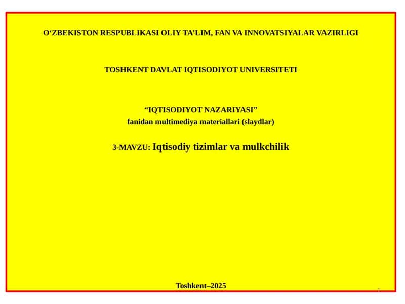 Iqtisodiyot Nazariyasi 1
