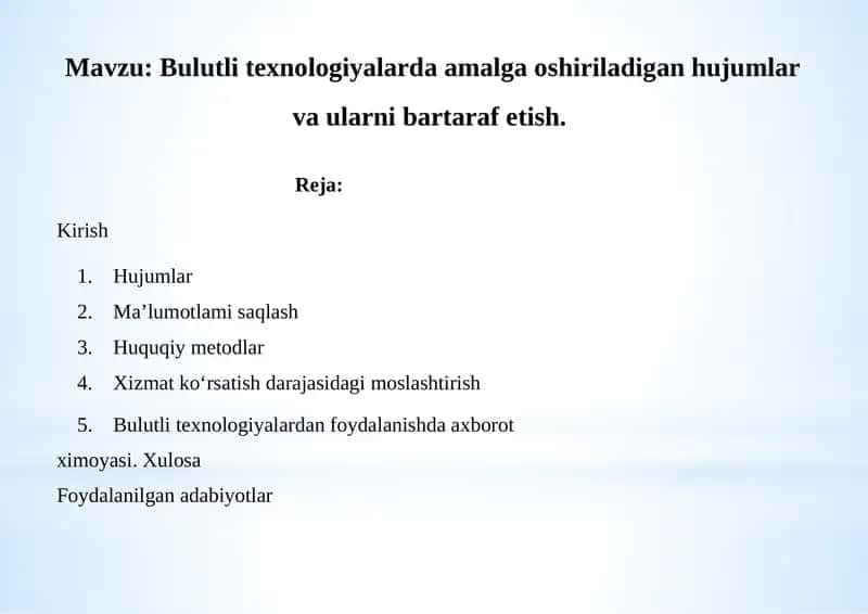 Bulutli texnologiyalarda amalga oshiriladigan hujumlar 1