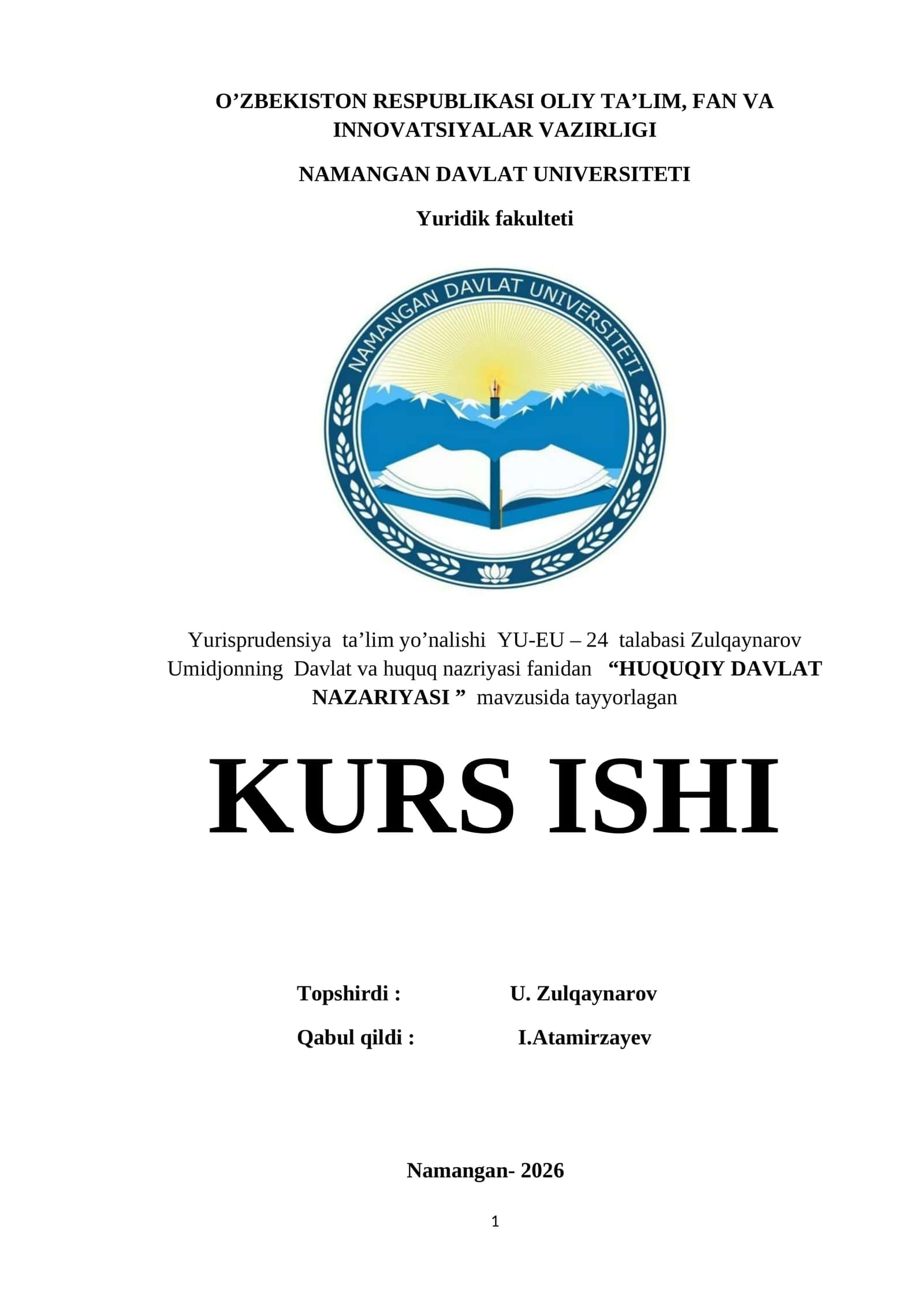 HUQUQIY DAVLAT NAZARIYASI 1