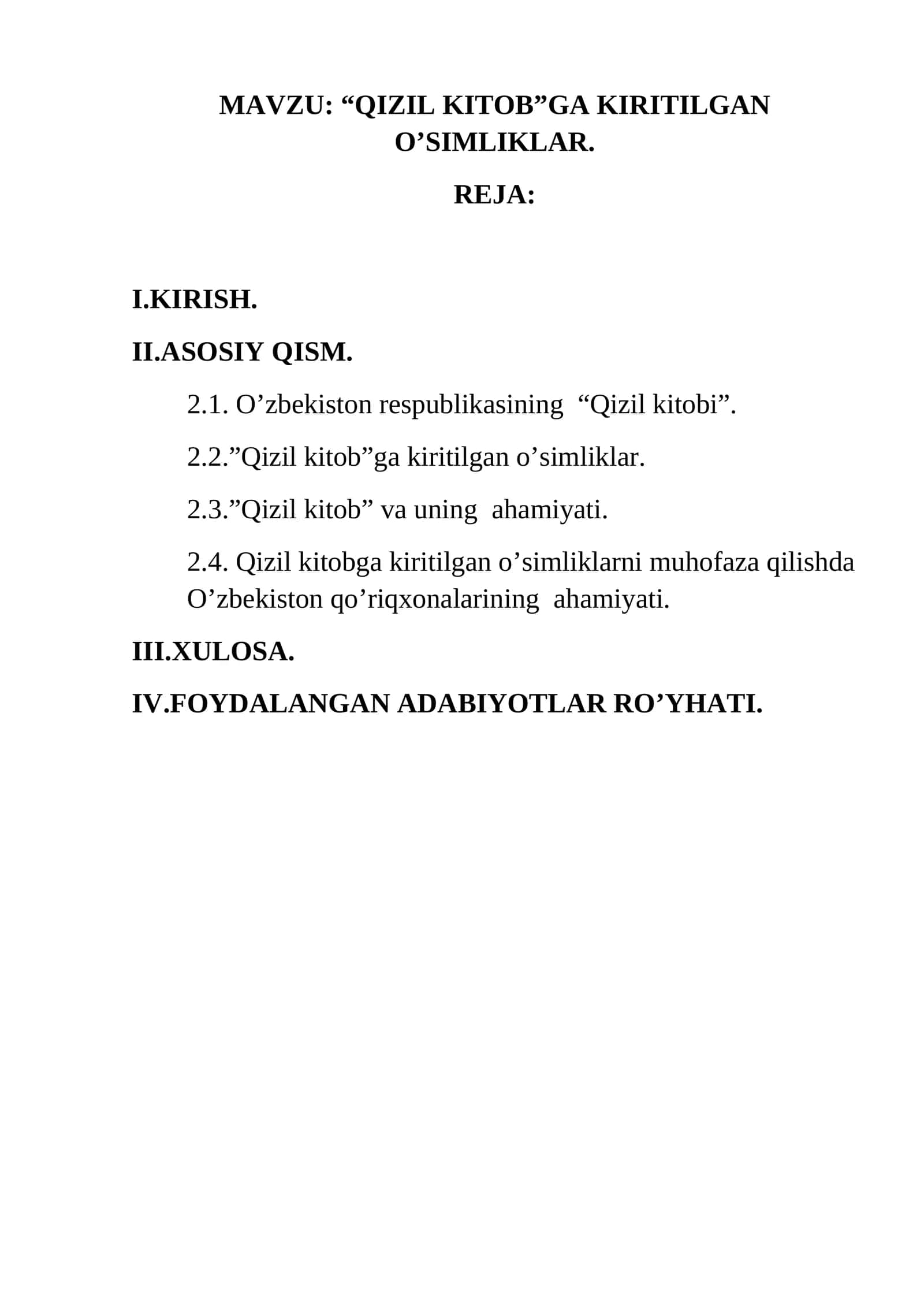 “QIZIL KITOB”GA KIRITILGAN O’SIMLIKLAR 1