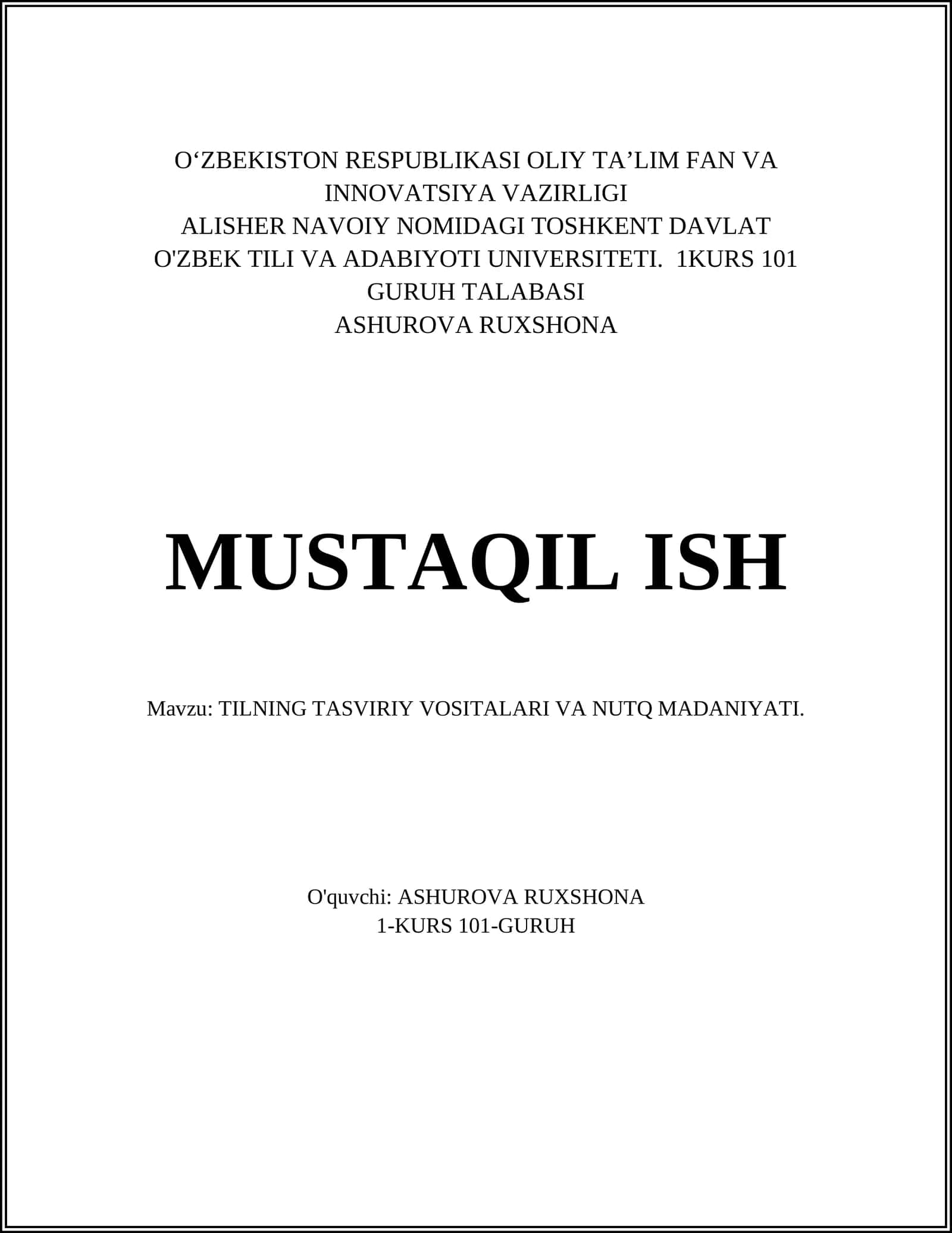 Tilning tasviriy vositalari: metafora va uning turlari 1