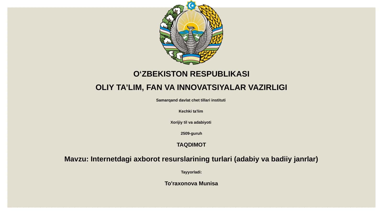Internetdagi axborot resurslarining turlari (adabiy va badiiy janrlar) 1
