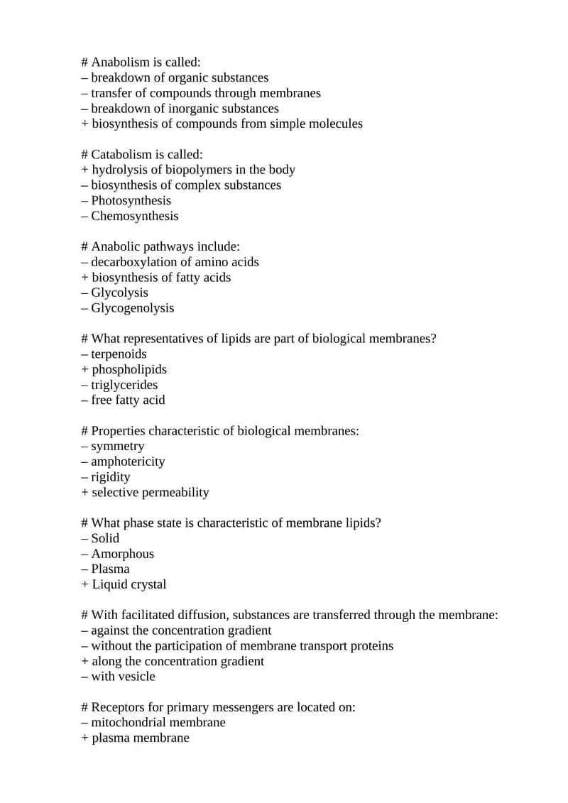 Anabolism and Catabolism Study Guide 1