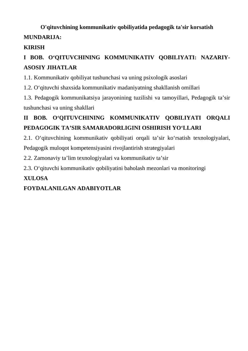 O'qituvchining kommunikativ qobiliyatida pedagogik ta'sir korsatish 1