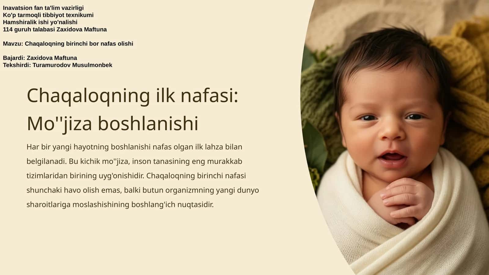Chaqaloqning birinchi bor nafas olishi 1