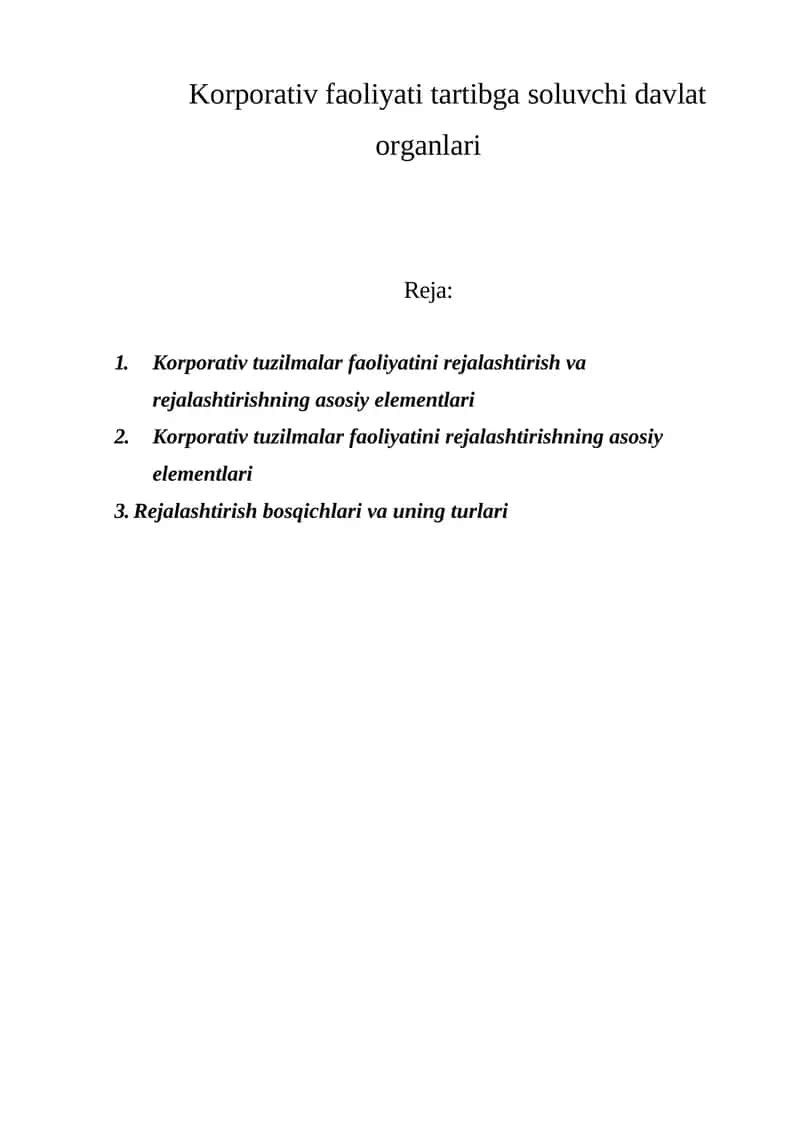 Korporativ faoliyati tartibga soluvchi davlat organlar 1