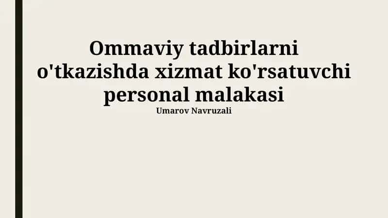 Tadbirlarni baholash va tahlil qilish 1
